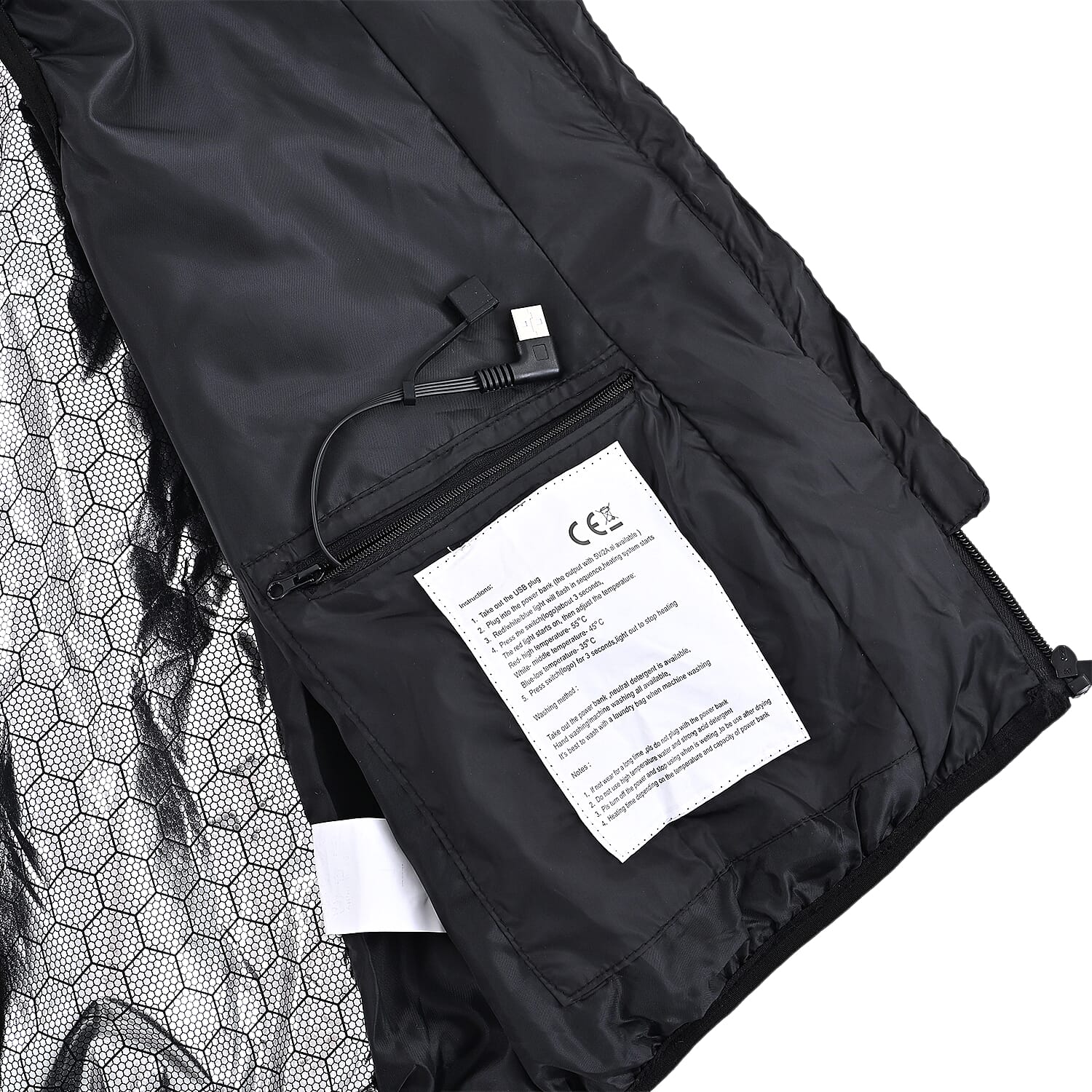 Valisserie Lightweight Heating Gilet with 4-Way Heating System (Size XXL) - Black
