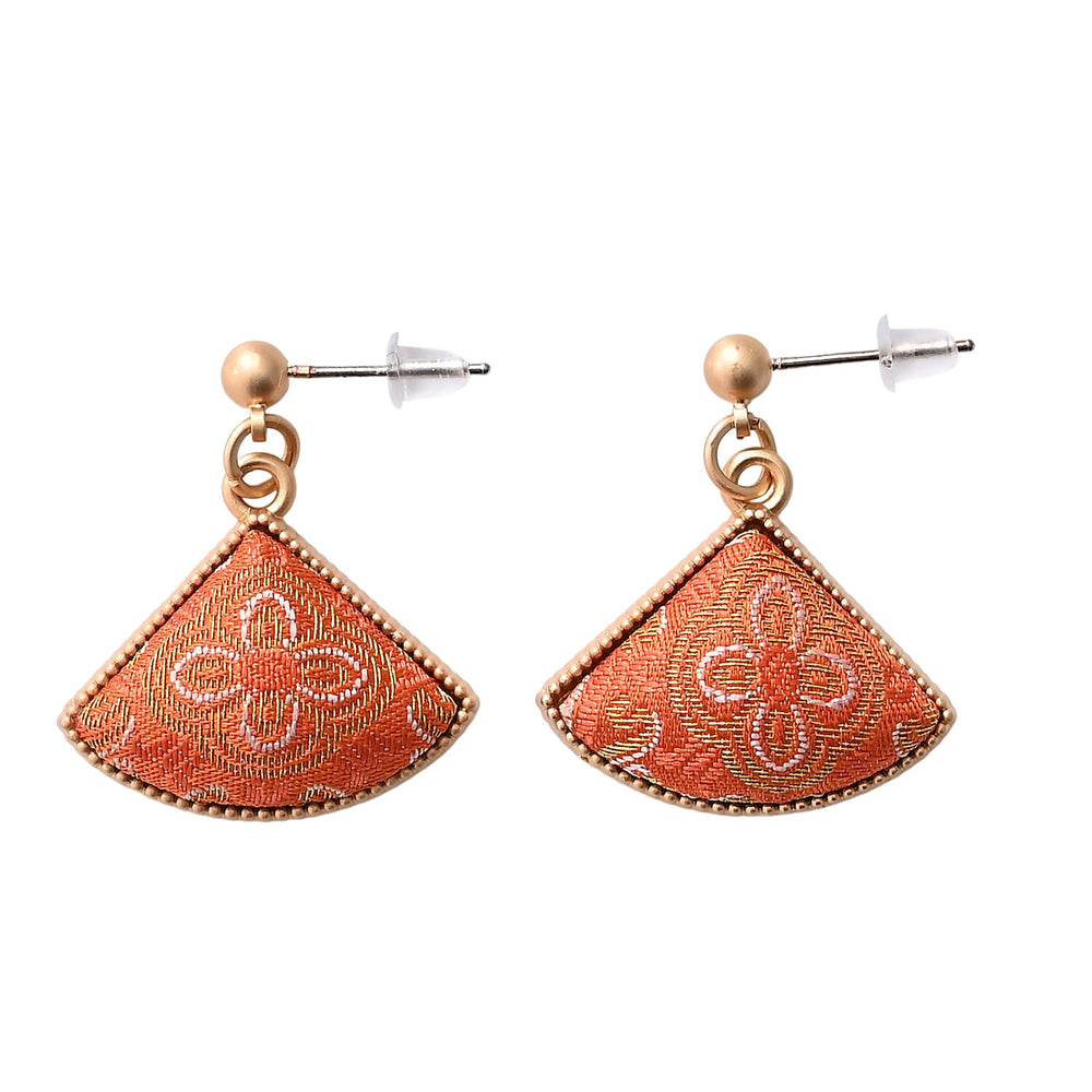 The Luxury Re-defined - Valissiere 100 % Mulberry Silk Floral Print Scarf with Earrings - Orange
