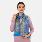 Valissiere Silk Printed Scarf (Size - One Size) - Blue