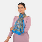Valissiere Silk Printed Scarf (Size - One Size) - Blue