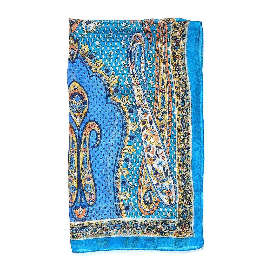 Valissiere Silk Printed Scarf (Size - One Size) - Blue