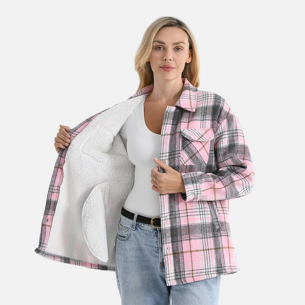 Valissiere Checkered Shacket (Size 14 to 16) - Pink - Grey