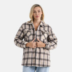 Valissiere Women’s Checkered Coat with Green & Pink Pattern and Lightweight Layering Fit