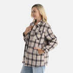 Valissiere Women’s Checkered Coat with Green & Pink Pattern and Lightweight Layering Fit