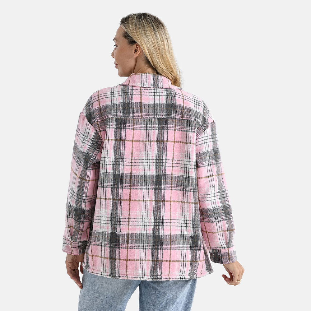 Valissiere Checkered Shacket (Size 8 to 10) - Pink - Grey