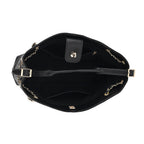 Valisseire Genuine Leather Designer Handbag with Gold Chain Strap - Black