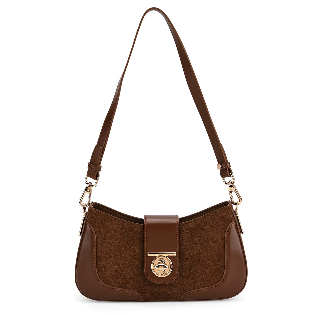THE EPITOME OF LUXURY - Valisseire 100% Genuine Exquisite Leather Baguette Style Crossbody Bag - Brown