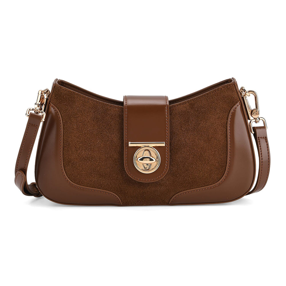 THE EPITOME OF LUXURY - Valisseire 100% Genuine Exquisite Leather Baguette Style Crossbody Bag - Brown