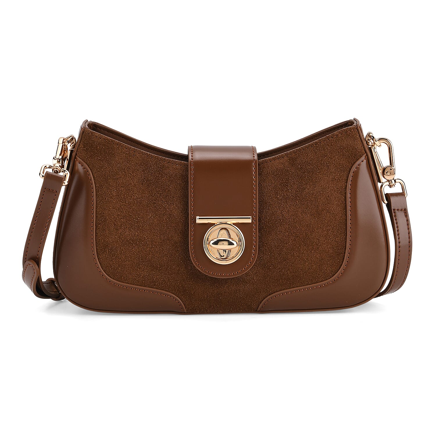 THE EPITOME OF LUXURY - Valisseire 100% Genuine Exquisite Leather Baguette Style Crossbody Bag - Brown