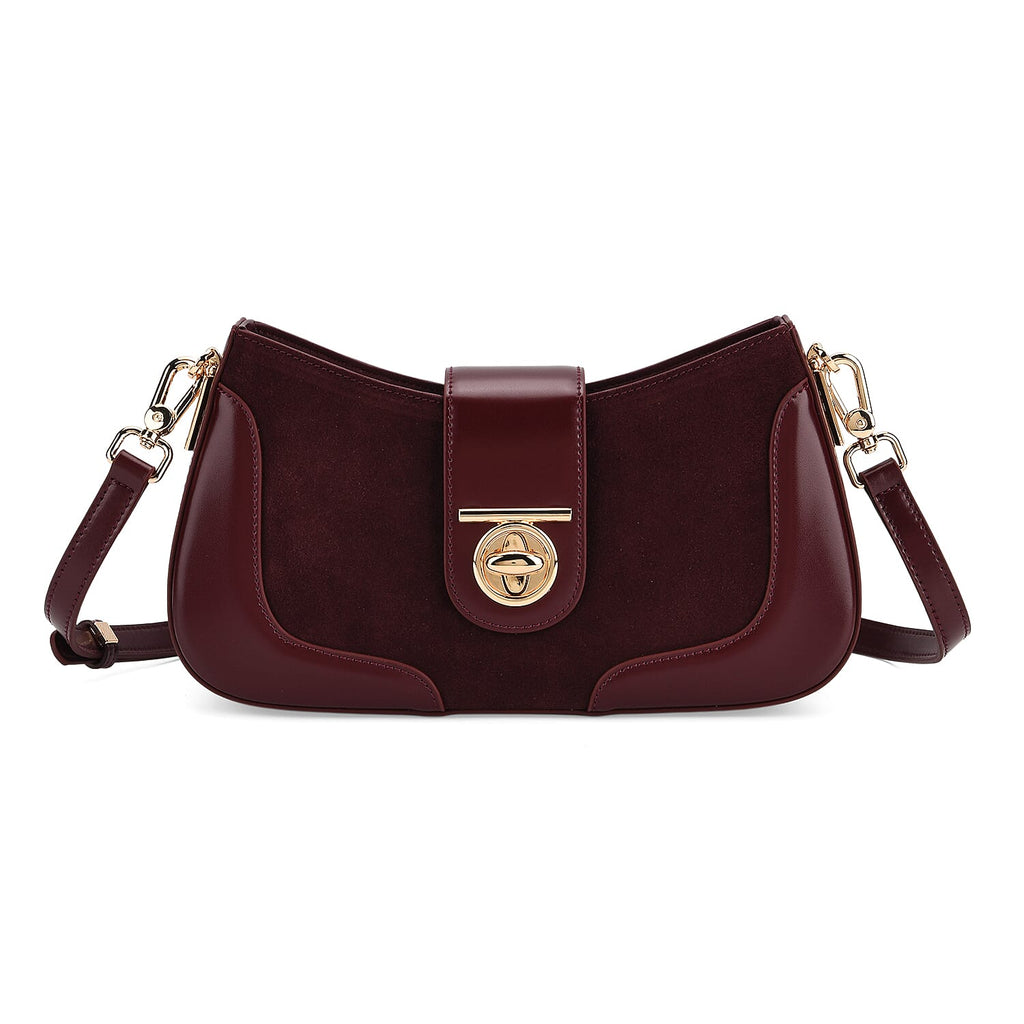 THE EPITOME OF LUXURY - Valisseire 100% Genuine Exquisite Leather Baguette Style Crossbody Bag - Mulberry