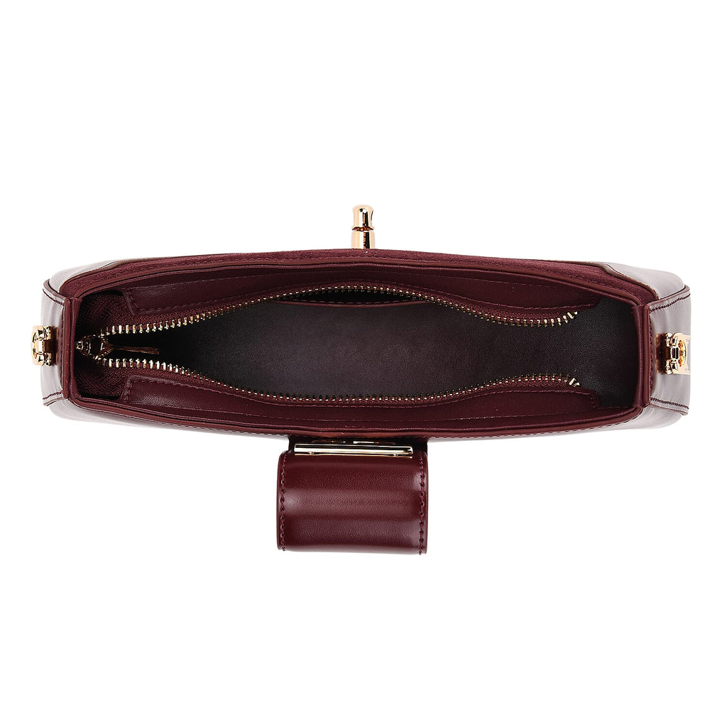 THE EPITOME OF LUXURY - Valisseire 100% Genuine Exquisite Leather Baguette Style Crossbody Bag - Mulberry