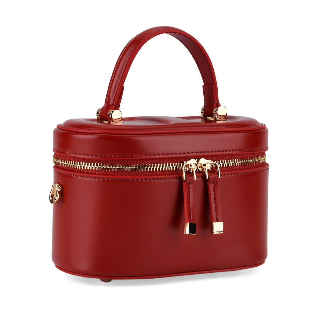 Valissiere Designer Inspired Genuine Leather Structured Vanity Top Handle Bag
