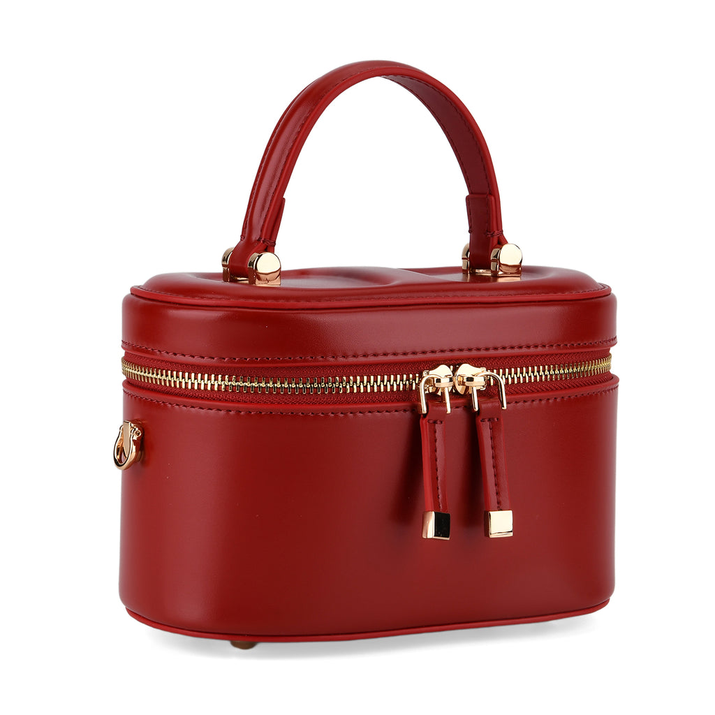 Valissiere Designer Inspired Genuine Leather Structured Vanity Top Handle Bag