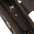 Genuine Leather Crossbody Bag with Embossed Floral Brocade - Black