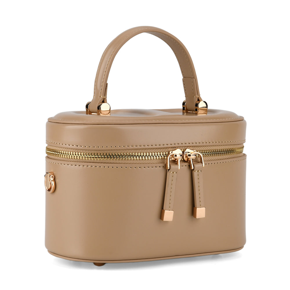 Valissiere Designer Inspired Genuine Leather Structured Vanity Top Handle Bag