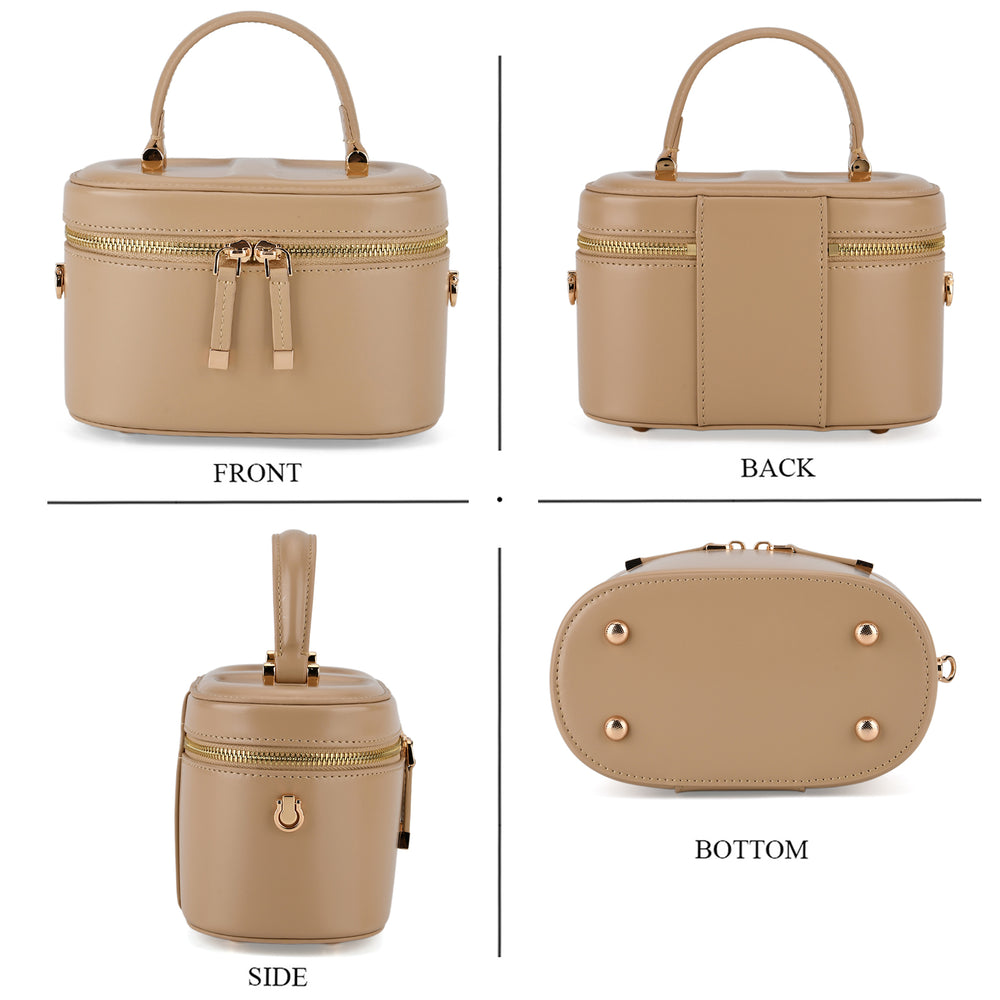 Valissiere Designer Inspired Genuine Leather Structured Vanity Top Handle Bag