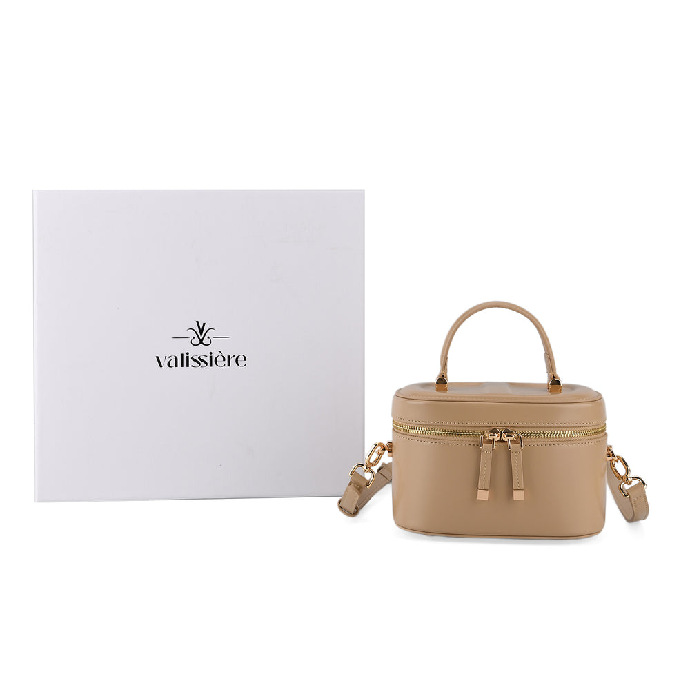 Valissiere Designer Inspired Genuine Leather Structured Vanity Top Handle Bag
