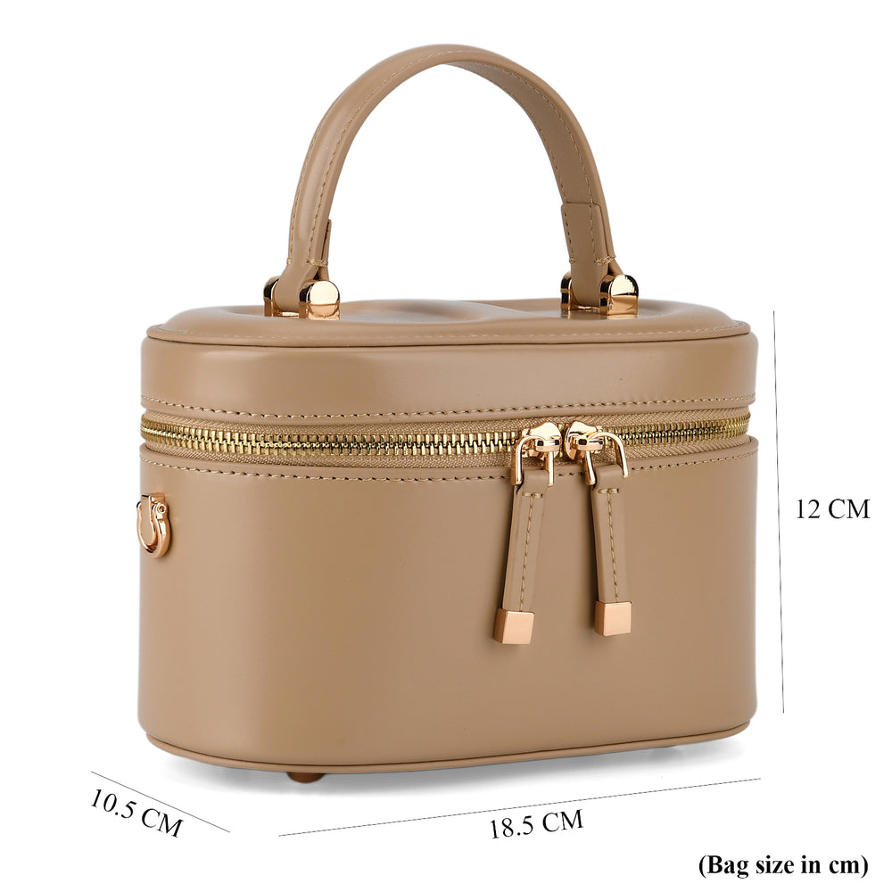 Valissiere Designer Inspired Genuine Leather Structured Vanity Top Handle Bag