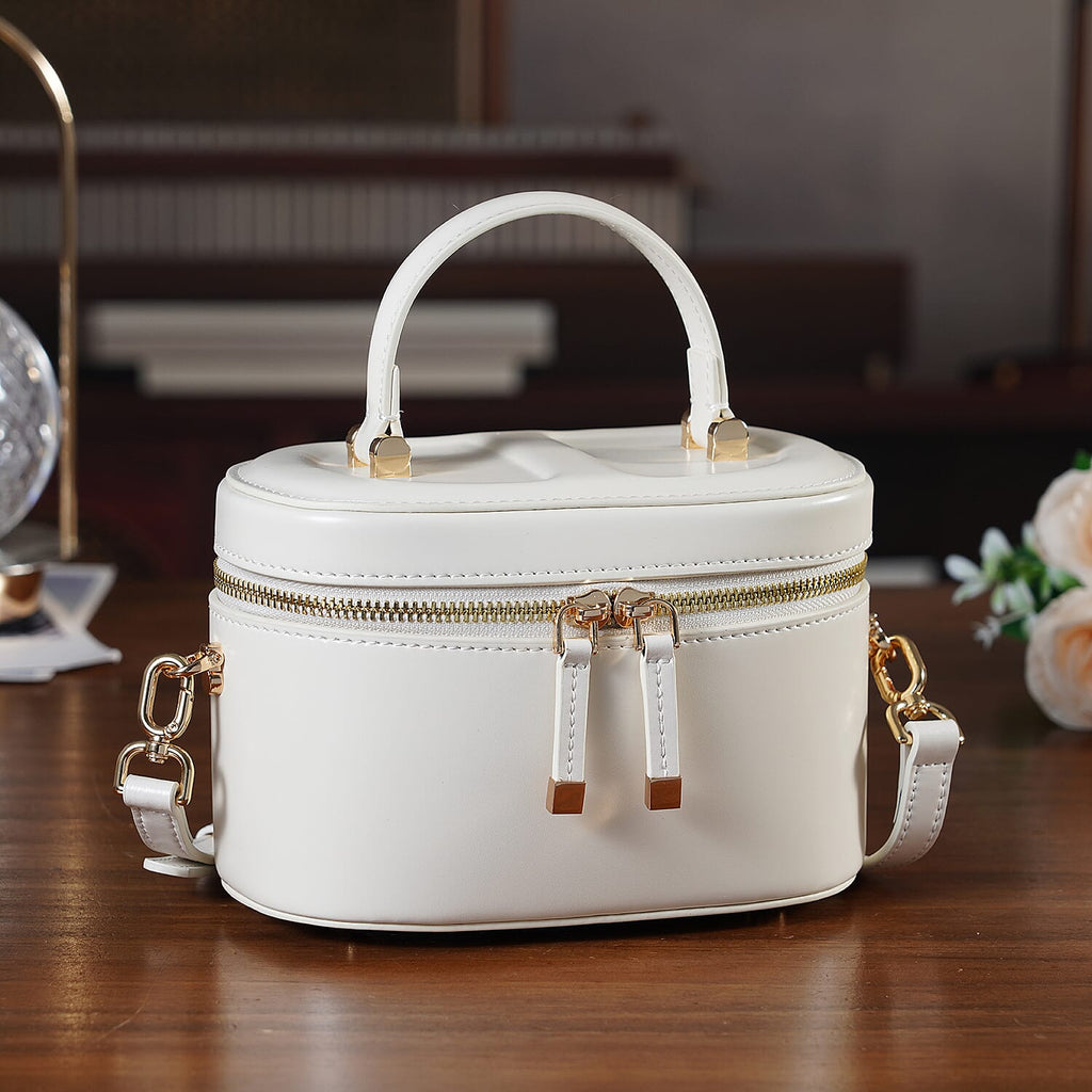 Valissiere Designer Inspired Genuine Leather Structured Vanity Top Handle Bag
