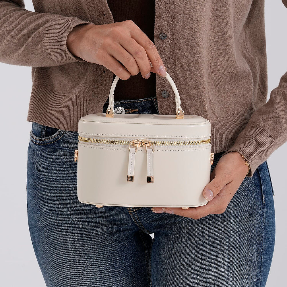 Valissiere Designer Inspired Genuine Leather Structured Vanity Top Handle Bag