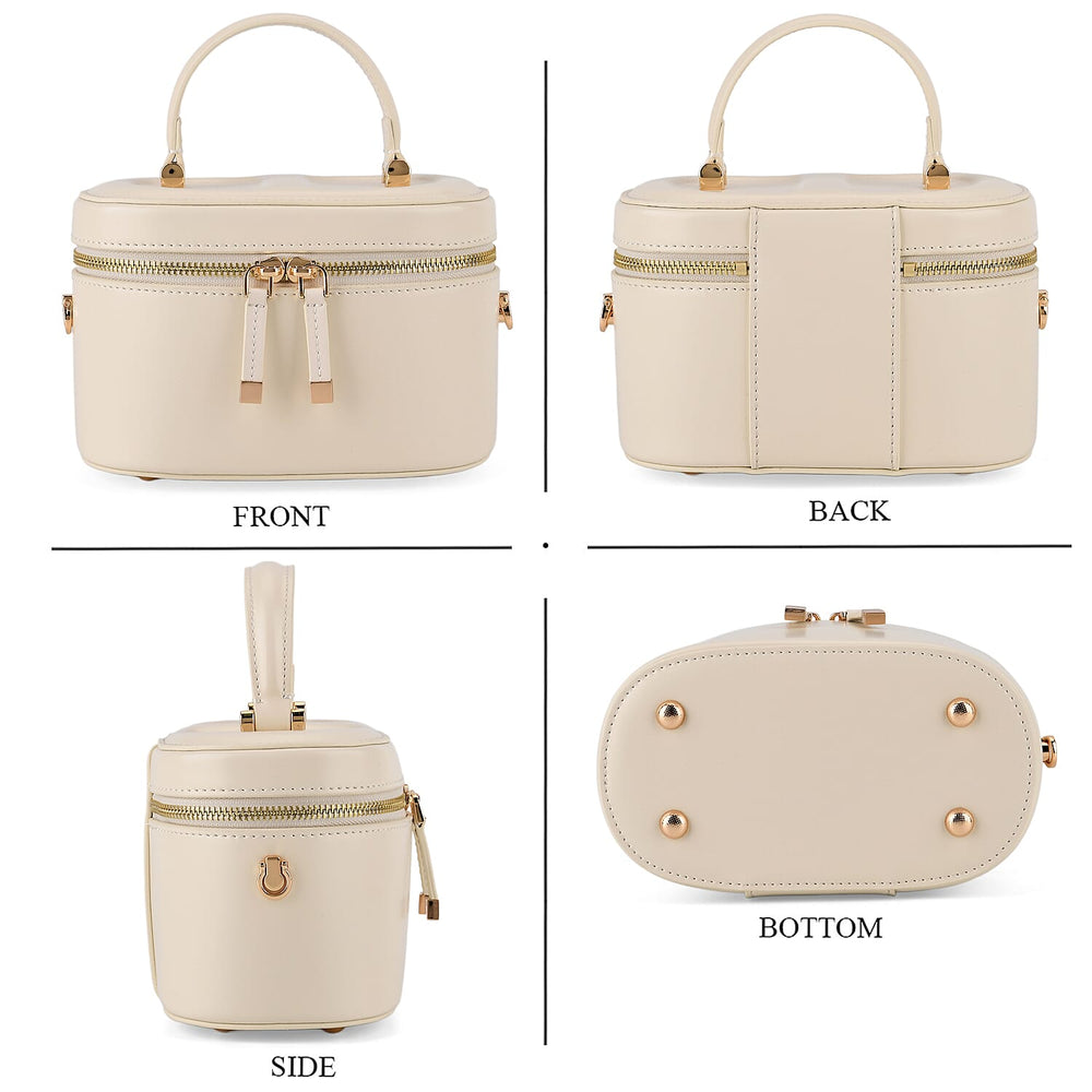 Valissiere Designer Inspired Genuine Leather Structured Vanity Top Handle Bag