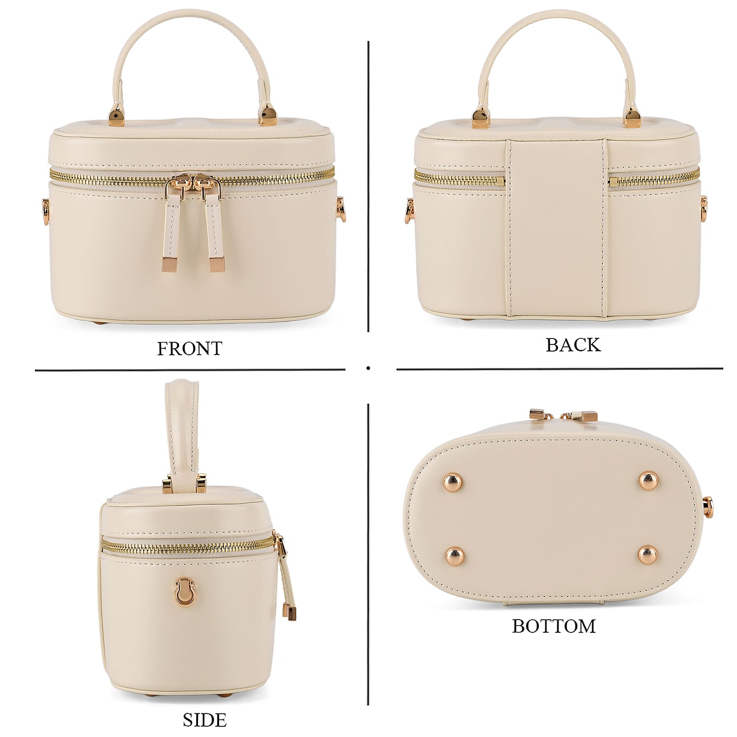 Valissiere Designer Inspired Genuine Leather Structured Vanity Top Handle Bag