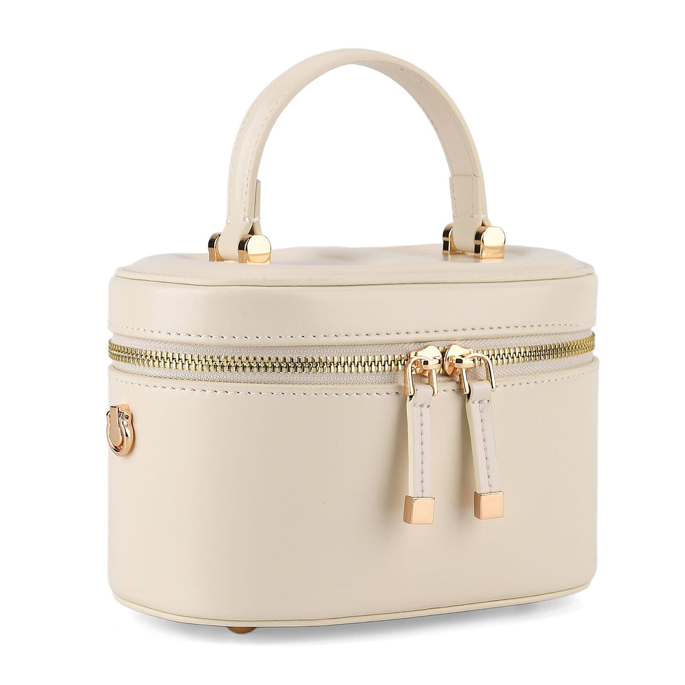 Valissiere Designer Inspired Genuine Leather Structured Vanity Top Handle Bag