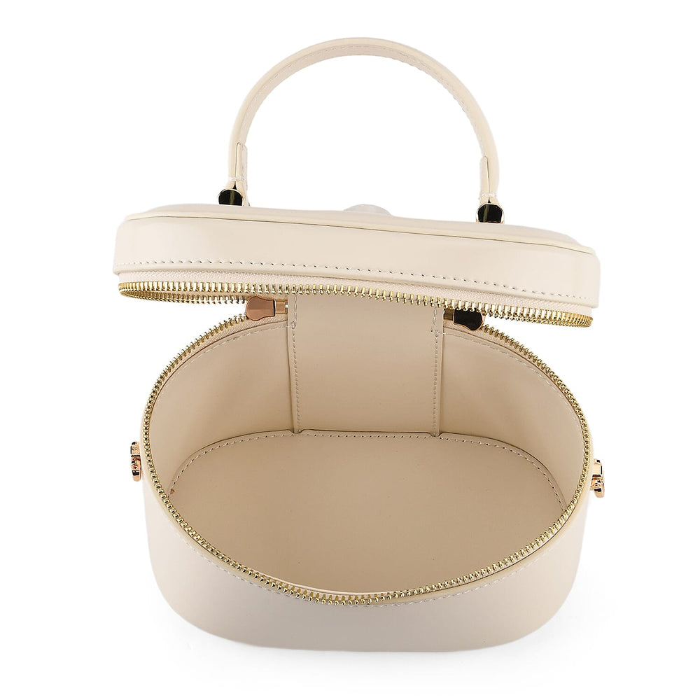 Valissiere Designer Inspired Genuine Leather Structured Vanity Top Handle Bag