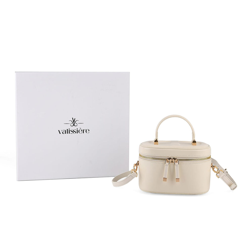 Valissiere Designer Inspired Genuine Leather Structured Vanity Top Handle Bag