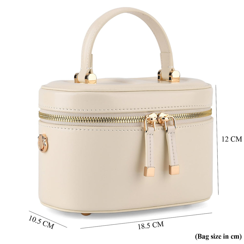 Valissiere Designer Inspired Genuine Leather Structured Vanity Top Handle Bag