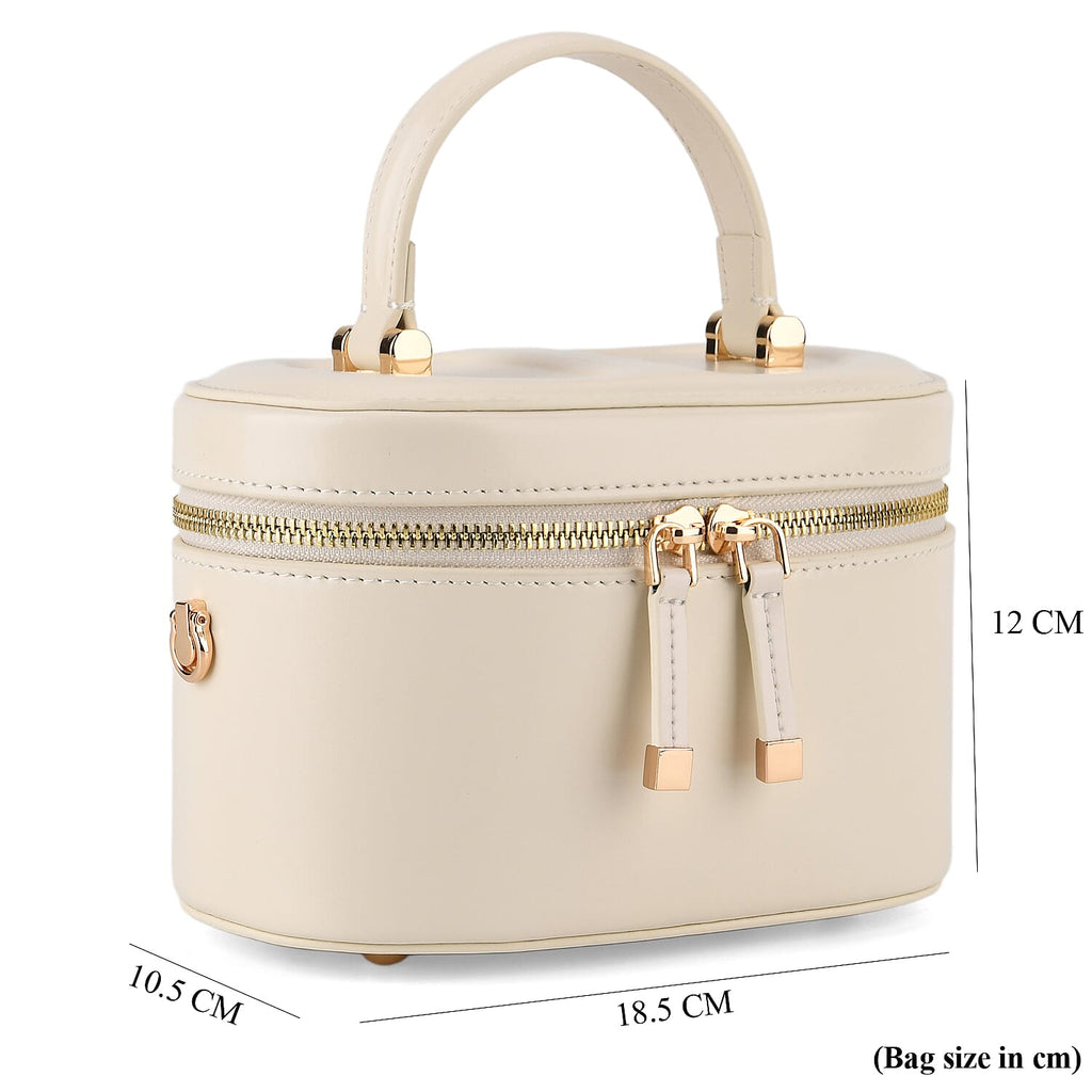 Valissiere Designer Inspired Genuine Leather Structured Vanity Top Handle Bag