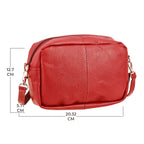 Valissiere Croc Embossed Genuine Leather Crossbody Sling Bag With Front Zip Pocket - Red