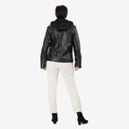 Valissiere Hooded Leather Jacket (Size L) - Black