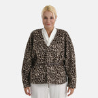 Valissière Women’s Leopard Print Belted Coat with Soft Knit Finish