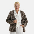 Valissière Women’s Leopard Print Belted Coat with Soft Knit Finish
