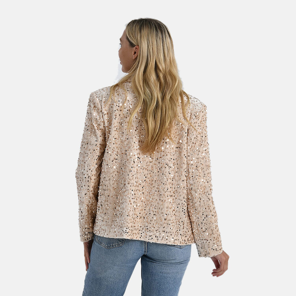 Valissiere Sequin Supersoft Lapel Blazer (Size S) - Champagne