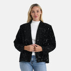 Valissiere Sequin Supersoft Lapel Blazer (Size XL) - Black