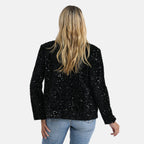 Valissiere Sequin Supersoft Lapel Blazer (Size XL) - Black