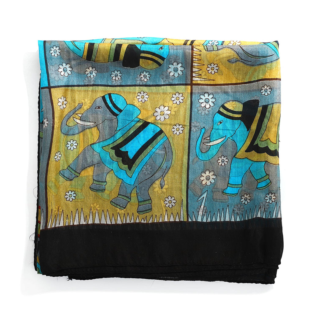 Valissiere Silk Printed Scarf (Size - One Size) - Black