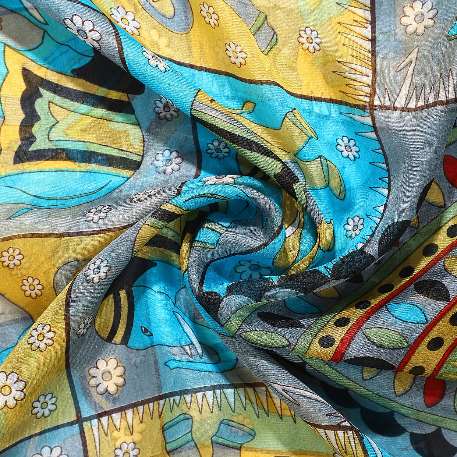 Valissiere Silk Printed Scarf (Size - One Size) - Black