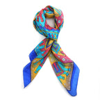 Valissiere 100% Pure Silk Elephant Print Scarf (100 x 100cm) - Light Blue