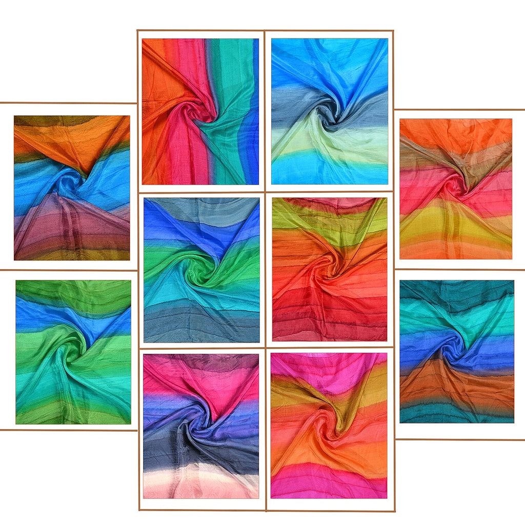 Valissiere 100% Pure Mulberry Silk Striped Scarf (180 x 50cm) - Multi Colour