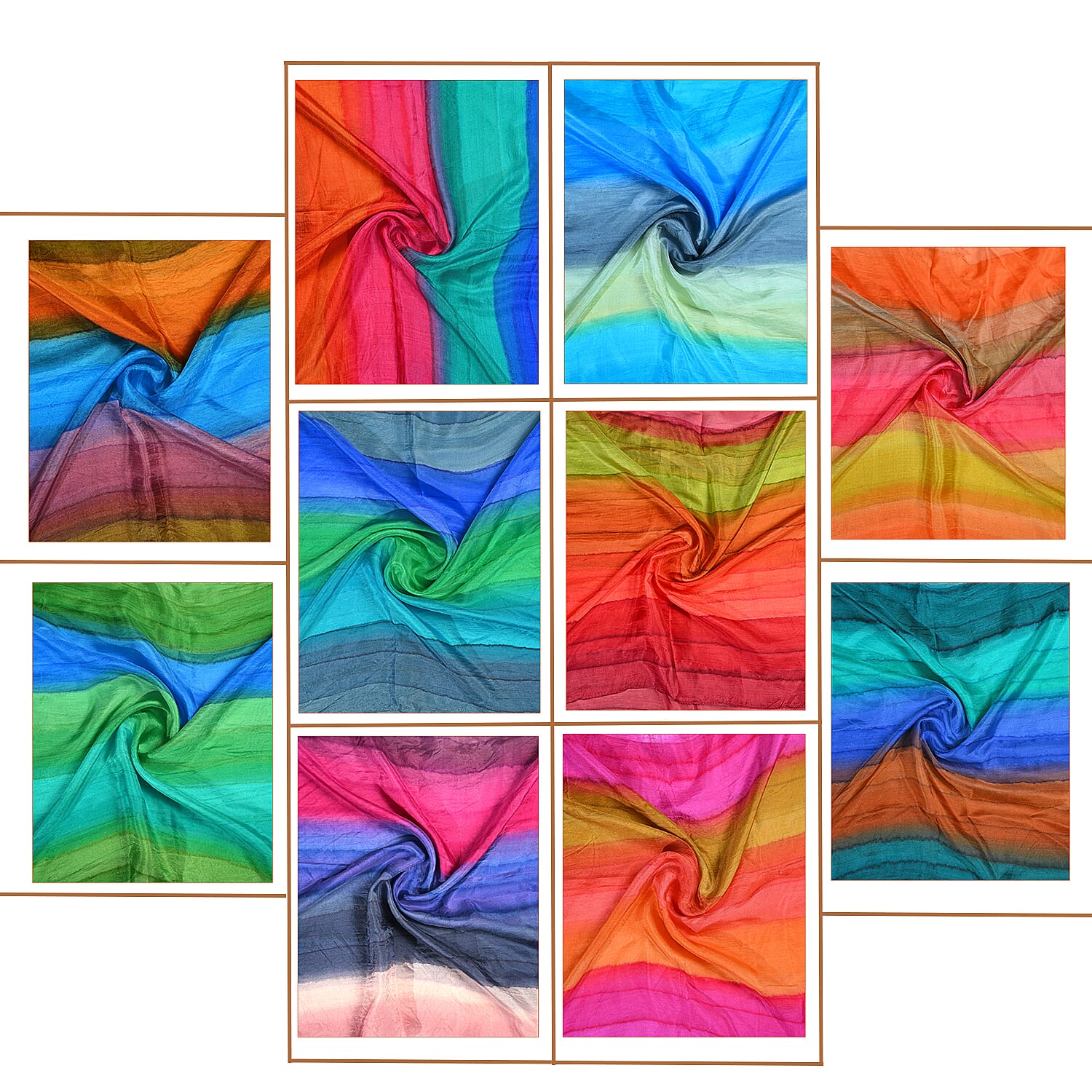 Valissiere 100% Pure Mulberry Silk Striped Scarf (180 x 50cm) - Multi Colour
