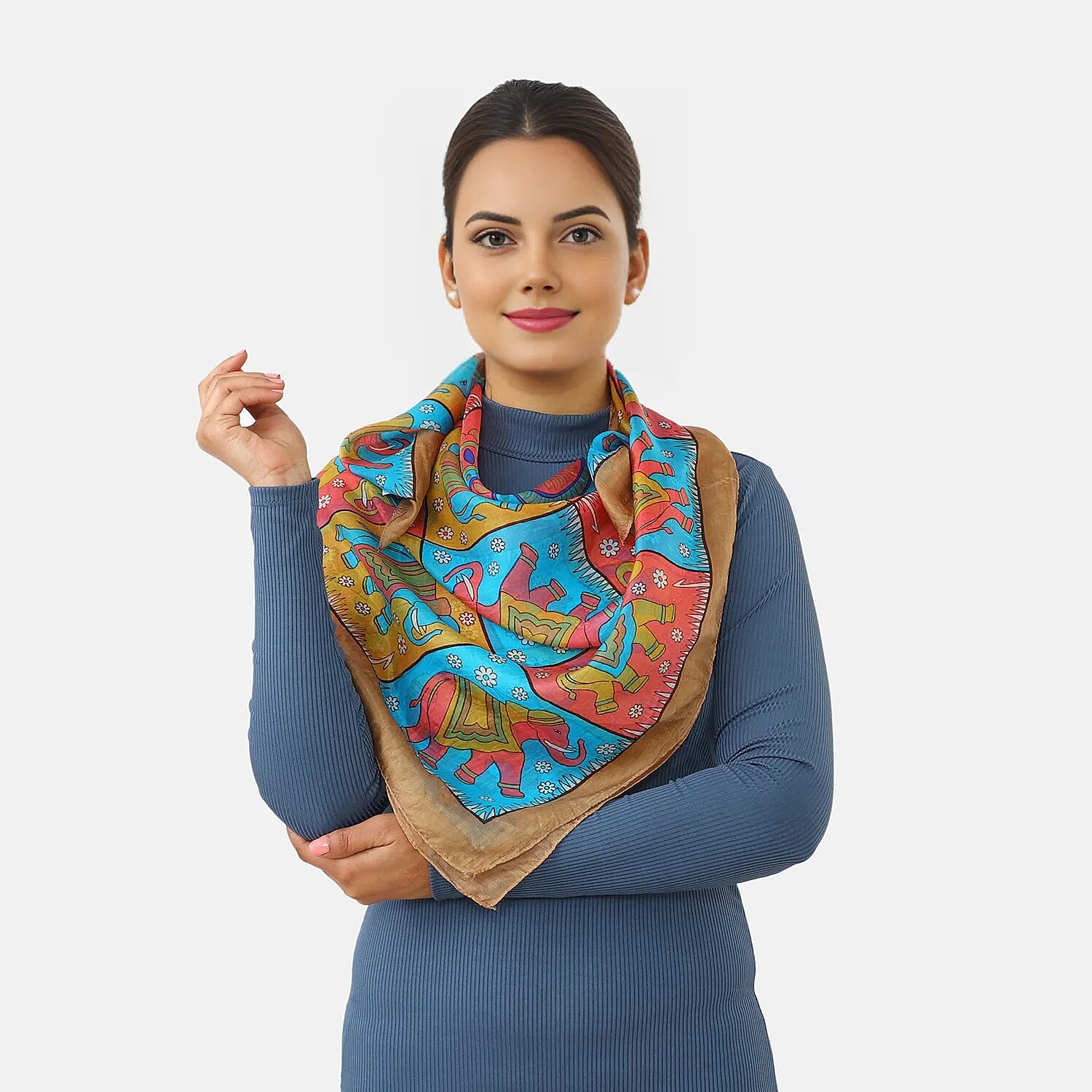 Valissiere Silk Printed Scarf (Size - One Size) - Yellow