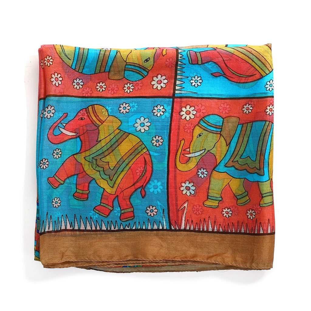 Valissiere Silk Printed Scarf (Size - One Size) - Yellow