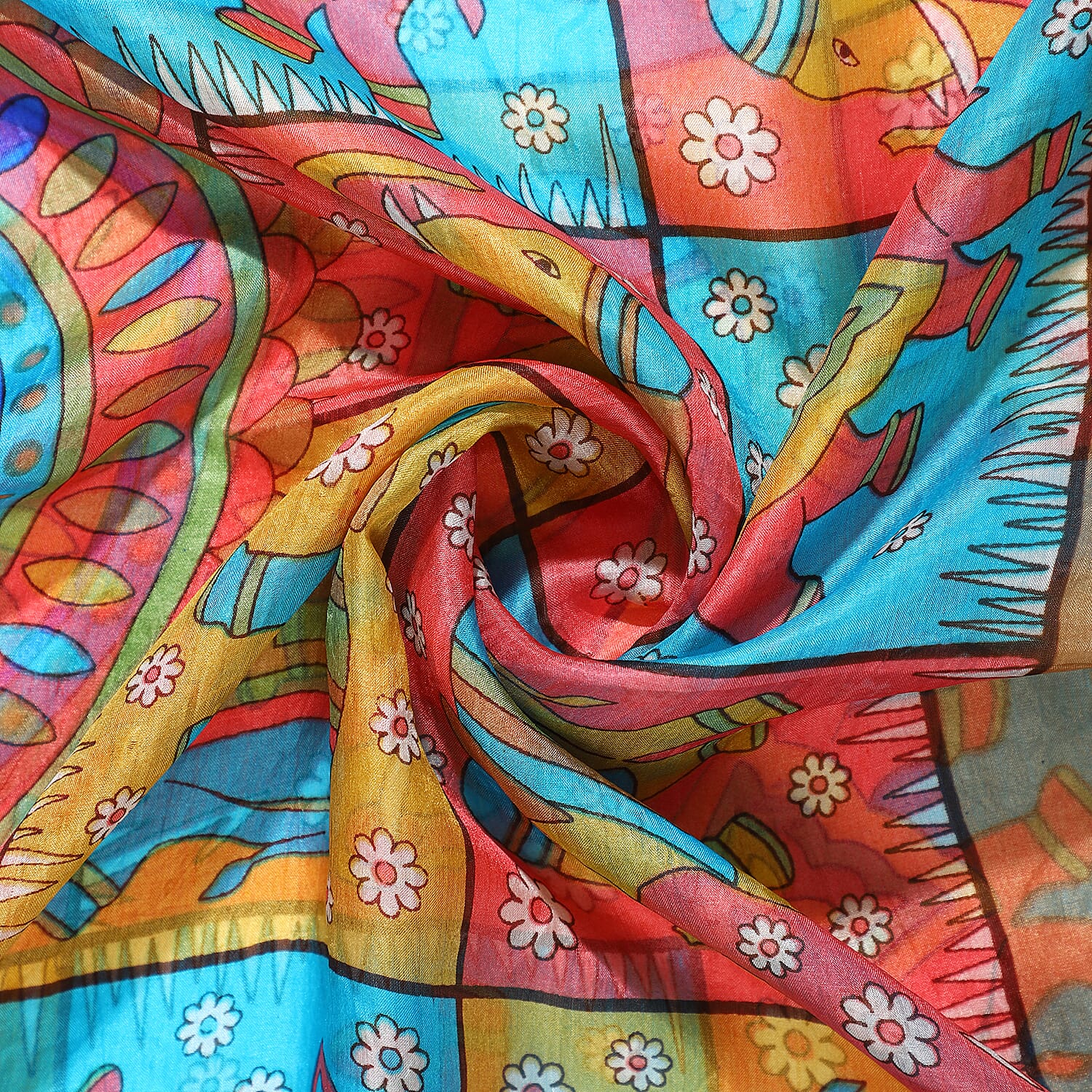 Valissiere Silk Printed Scarf (Size - One Size) - Yellow