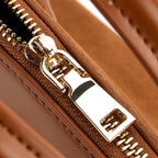 THE MOST DESIRED BAG - Designer Inspired Valliserie Genuine Leather Classic Structured Satchel Bag with Gift Box - Tan