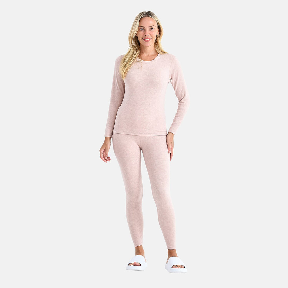 Valliserie Cashmere Blend Premium Thermal Scoop Neck Top - Legging Set (Size M) - Rose Nude