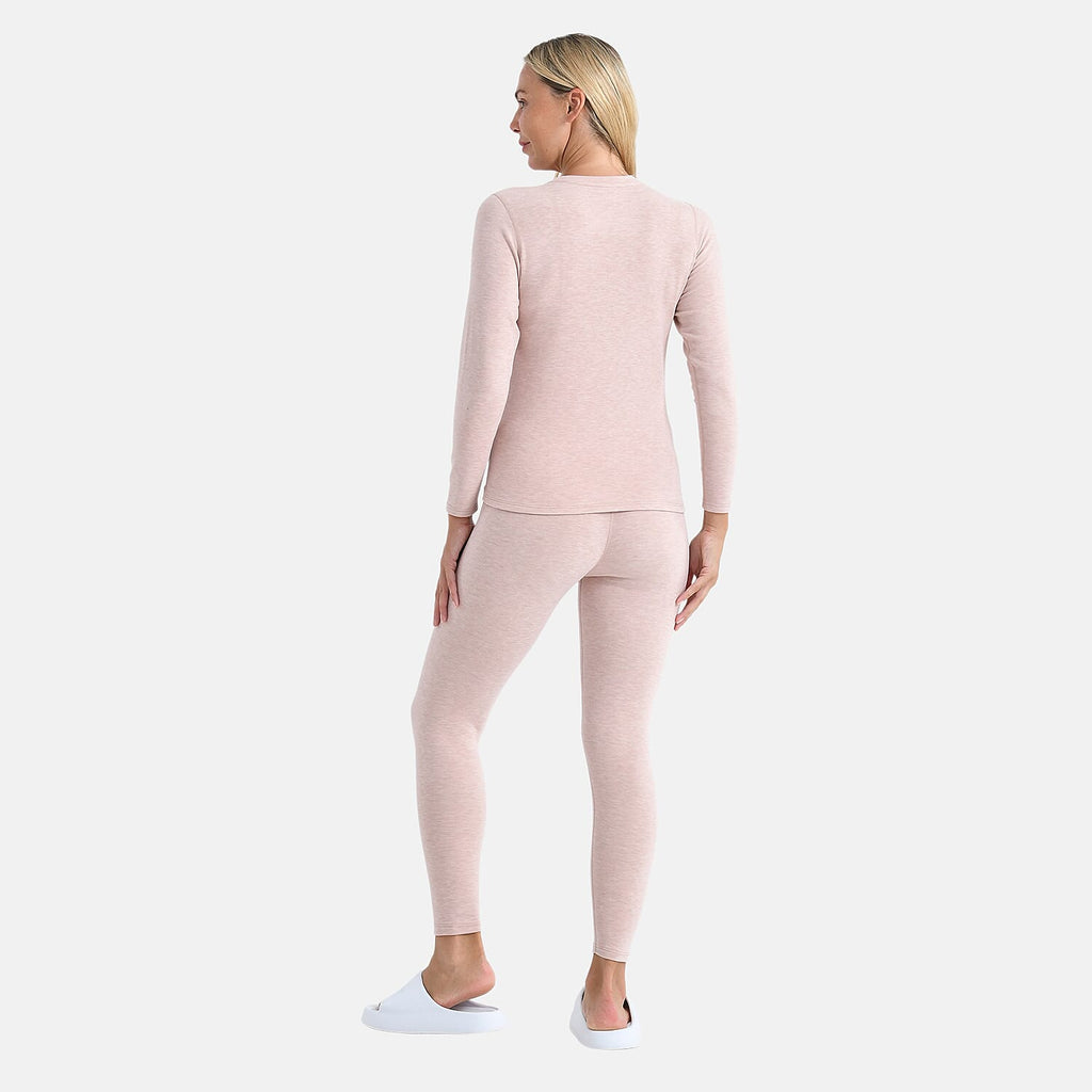 Valliserie Cashmere Blend Premium Thermal Scoop Neck Top - Legging Set (Size M) - Rose Nude