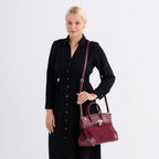 "Color-Burgundy Size-Profile- Genuine leather Crossbody bag with gift box Wall (exterior)-Genuine leather Lining (Interior)-PVC Pockets (exterior)-Zipped-1 Pockets (interior)-  Zipped-1,slip-1; Measur